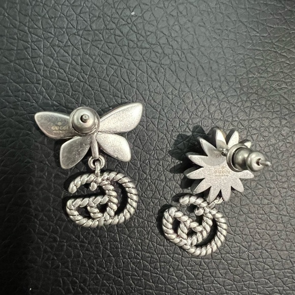 Gucci dangling double g rhinestone butterfly and flower earrings - Picture 6 of 11